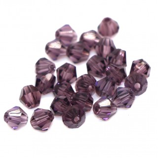 Бусины биконус 4мм, фиолетовый прозрачный